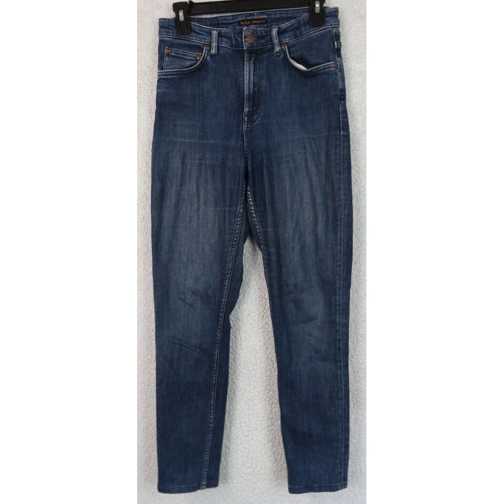 Womens NUDIE‎ Blue Jeans Size 31 Denim Hightop Tilde Organic Cotton High Rise